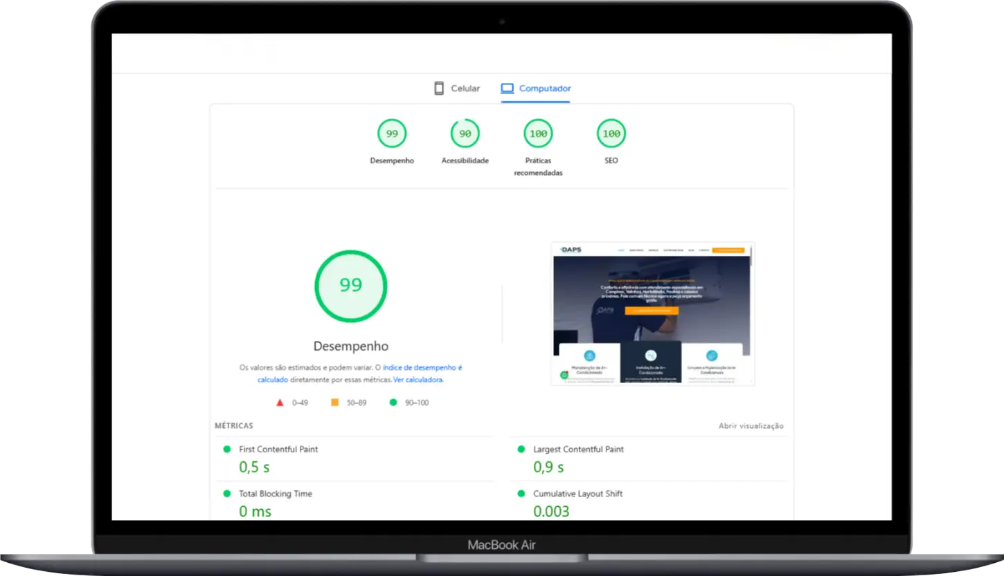 Criação de Site Profissional Performance