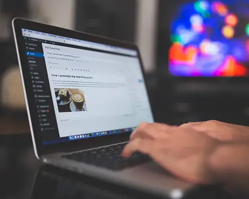 Criação de Sites, pessoa escrevendo em um blog